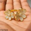 Floral Moissanite Ring: 18K Gold Plated Sterling Silver Flower Jewelry