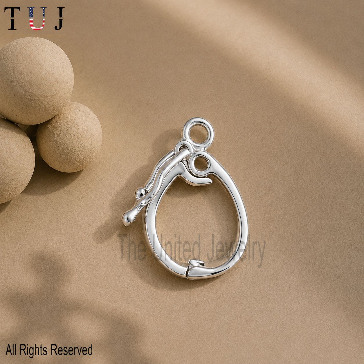 Sterling Silver Oval Charm Holder Lock, Pendant Enhancer Clasp, Jewelry Findings