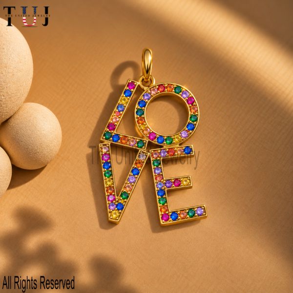 925 Sterling Silver Rainbow LOVE Pendant