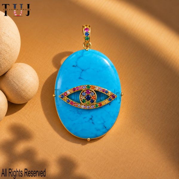 925 Sterling Silver Turquoise Evil Eye Pendant