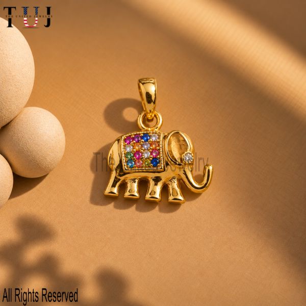 925 Sterling Silver Colorful Elephant Pendant