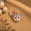 925 Sterling Silver Cat Padlock Clasp, Multicolor Gemstone Cat Lock, Rose Gold Charm Holder, Animal Jewelry Connector