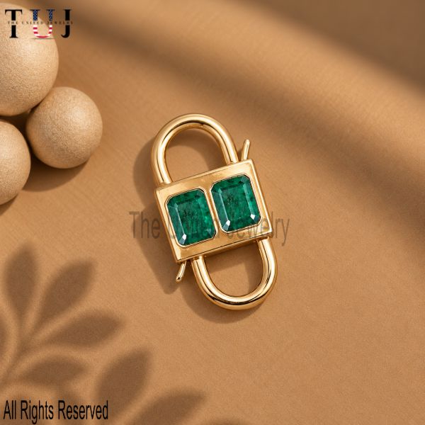 925 Sterling Silver Tsavorite Padlock Clasp, Green Gemstone Double Lock, Gold Plated Charm Holder, Jewelry Connector925 Sterling Silver Tsavorite Padlock Clasp, Green Gemstone Double Lock, Gold Plated Charm Holder, Jewelry Connector