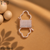 925 Sterling Silver Pave Padlock Clasp, CZ Double Carabiner Lock, Rose Gold Charm Holder, Jewelry Connector