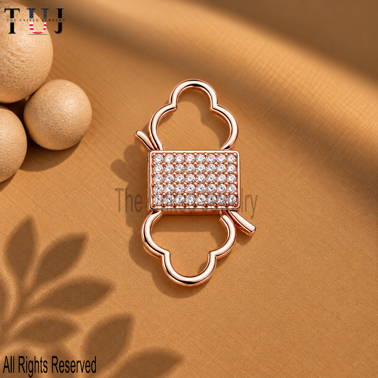 925 Sterling Silver Pave Padlock Clasp, CZ Double Carabiner Lock, Rose Gold Charm Holder, Jewelry Connector
