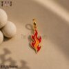 Gold Flame Enamel Pendant – Fire Charm