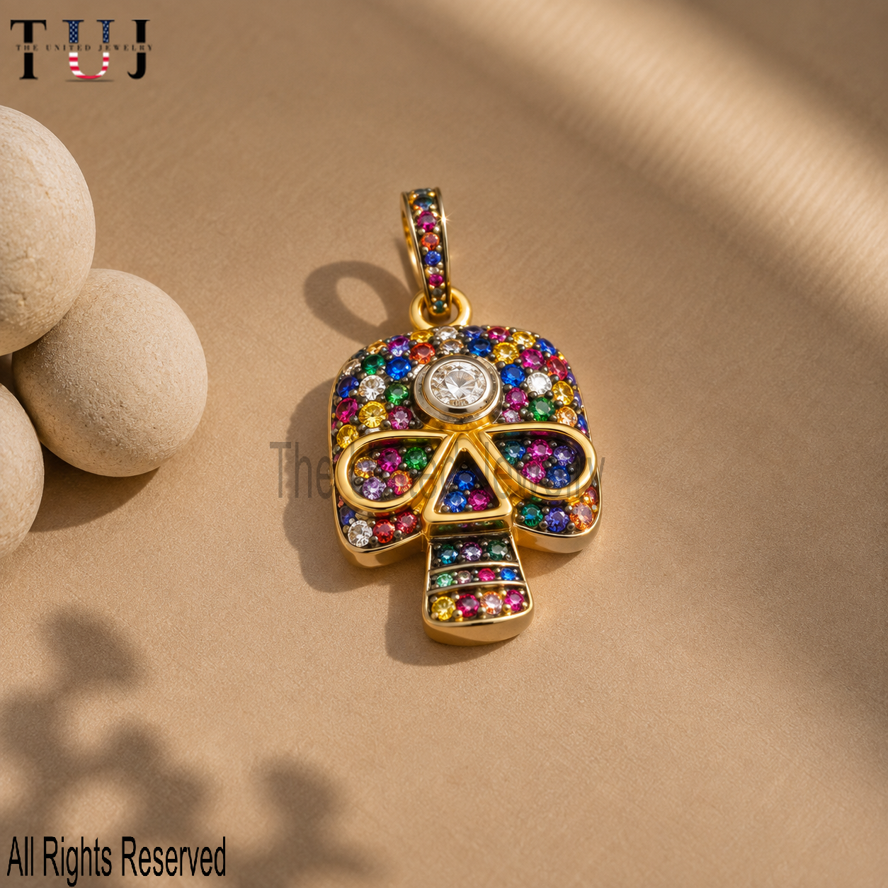 Halloween Rainbow Skull Pendant – Pave Skull Charm