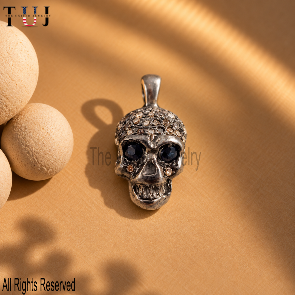 Halloween Skull Pendant – Gothic Pave Skull Charm