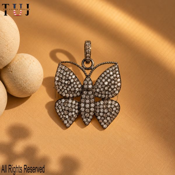 925 Sterling Silver Pave Butterfly Pendant