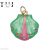 Dainty Mermaid Green Pink CZ Sea Shell Pendant, 24K Gold Plated Micro Pave Colored CZ Stones Seashell Charm