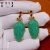 Craved Chrysoprase Pink Sapphire Leaf Dangles 925 Sterling Silver Earrings