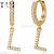 925 Sterling Silver Pave Diamond Hoop With Alphabet Earrings Jewelry