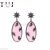 925 Sterling Silver Pave Diamond With Pink Onyx And Blue Sapphire Handmade Designer Dangles Earrings For Women