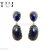 925 Sterling Silver Pave Diamond With Blue Sapphire Handmade Designer Dangles Earrings For Women