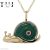 Green Agate and Pink Sapphire Small Snail Pendant Necklace 925 Sterling Silver